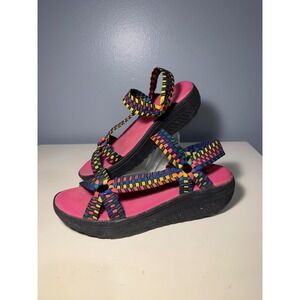 Corkys Quickstep Multi Color Woven Platform Sandals Womens Size 10 Rainbow